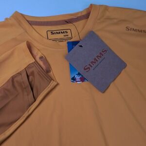 Simms Solarflex Crew Mens Med‎ Yellow Longsleeve UPF Fishing Outdoors NWT